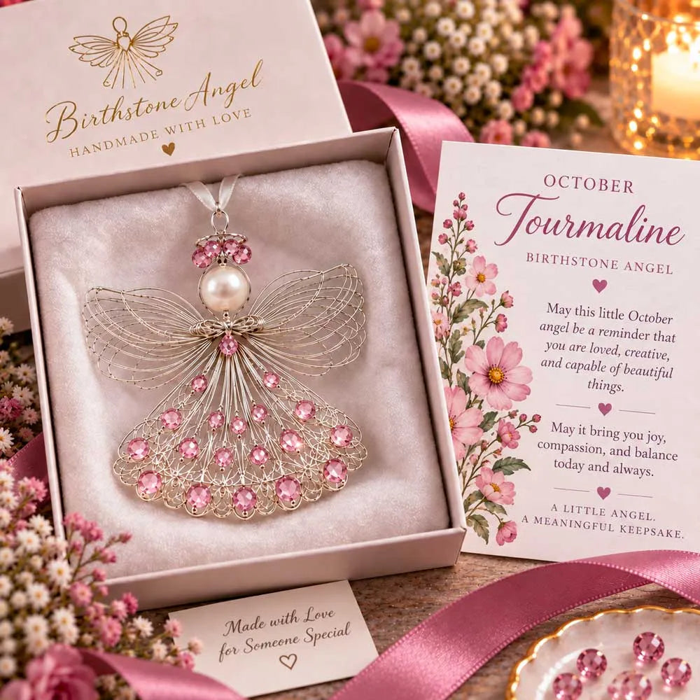 BUY 3 GET 1 FREE– 👼Handmade Birthstone Angel Wire Ornament |12 Meaningful Birthstone Colors with Keepsake Card ✨