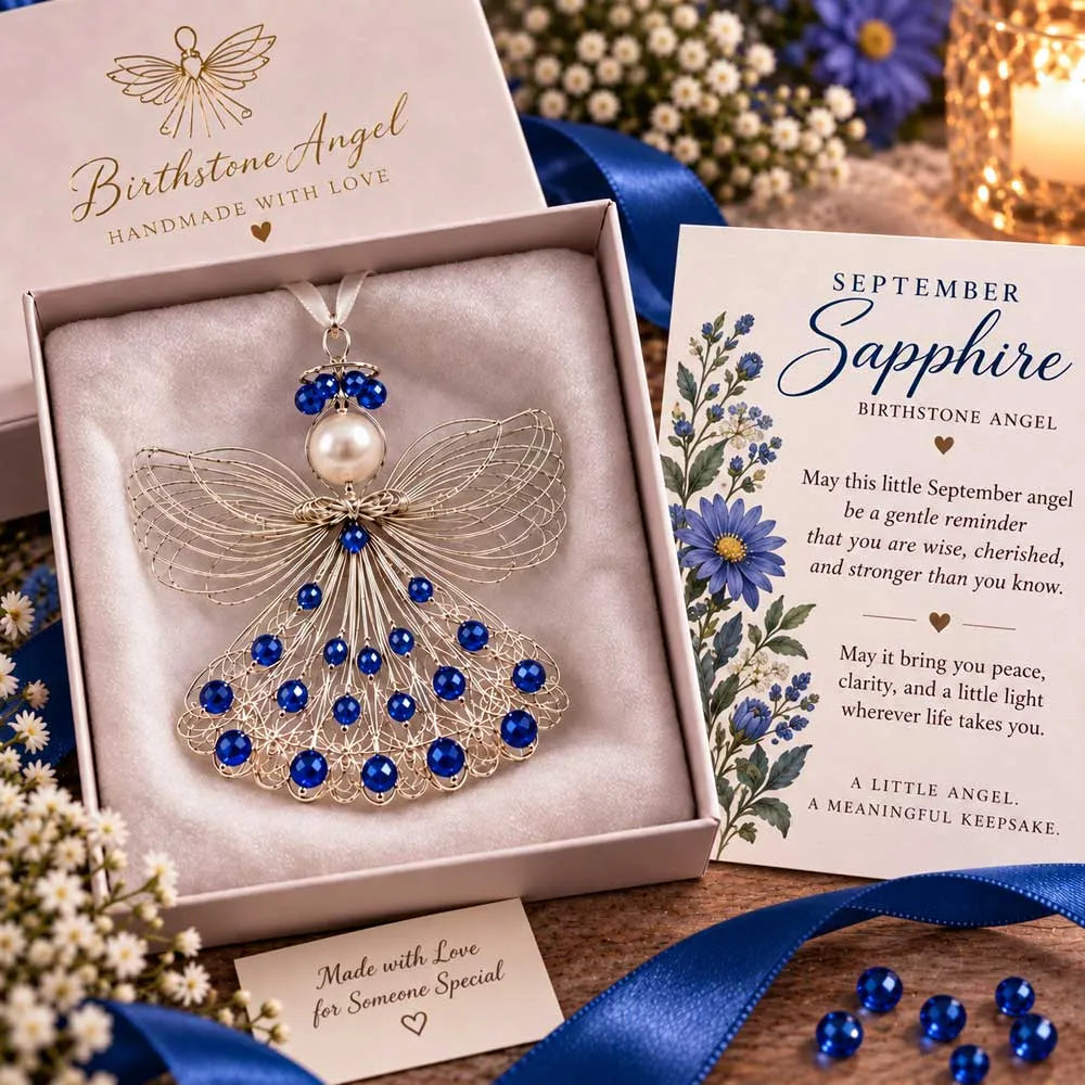 BUY 3 GET 1 FREE– 👼Handmade Birthstone Angel Wire Ornament |12 Meaningful Birthstone Colors with Keepsake Card ✨