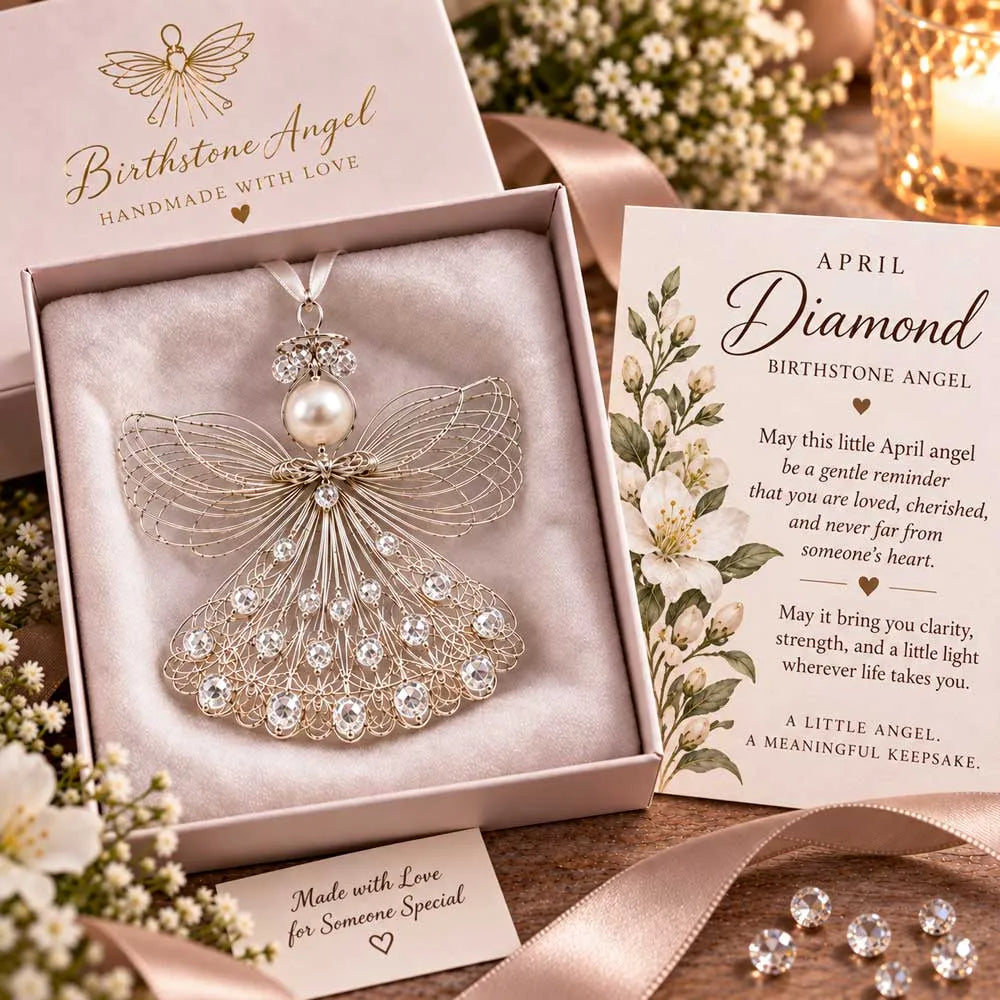 BUY 3 GET 1 FREE– 👼Handmade Birthstone Angel Wire Ornament |12 Meaningful Birthstone Colors with Keepsake Card ✨