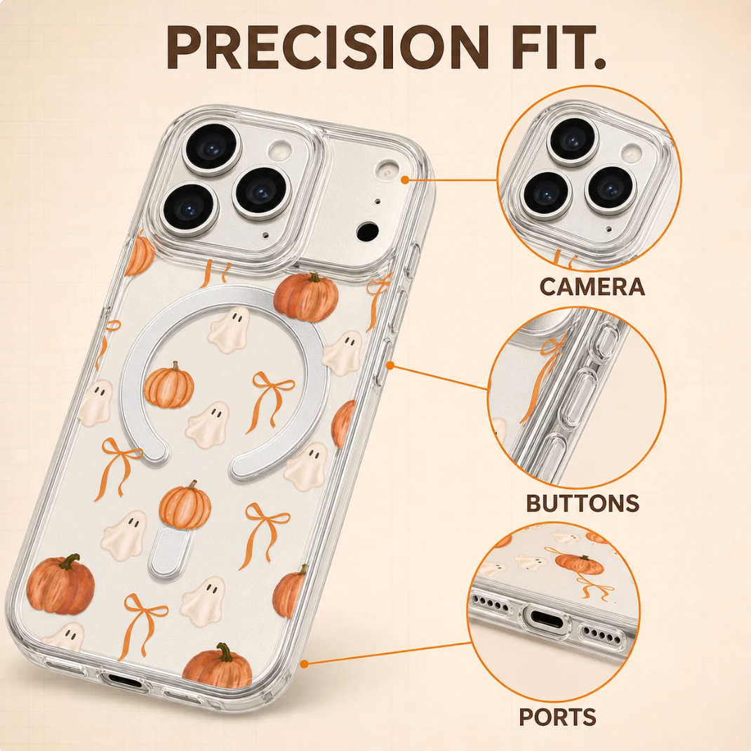 🎃Halloween Decorations🎃Ghost Pumpkin Orange Bow Watercolor Phone Case for iPhone 17-11 Pro Max