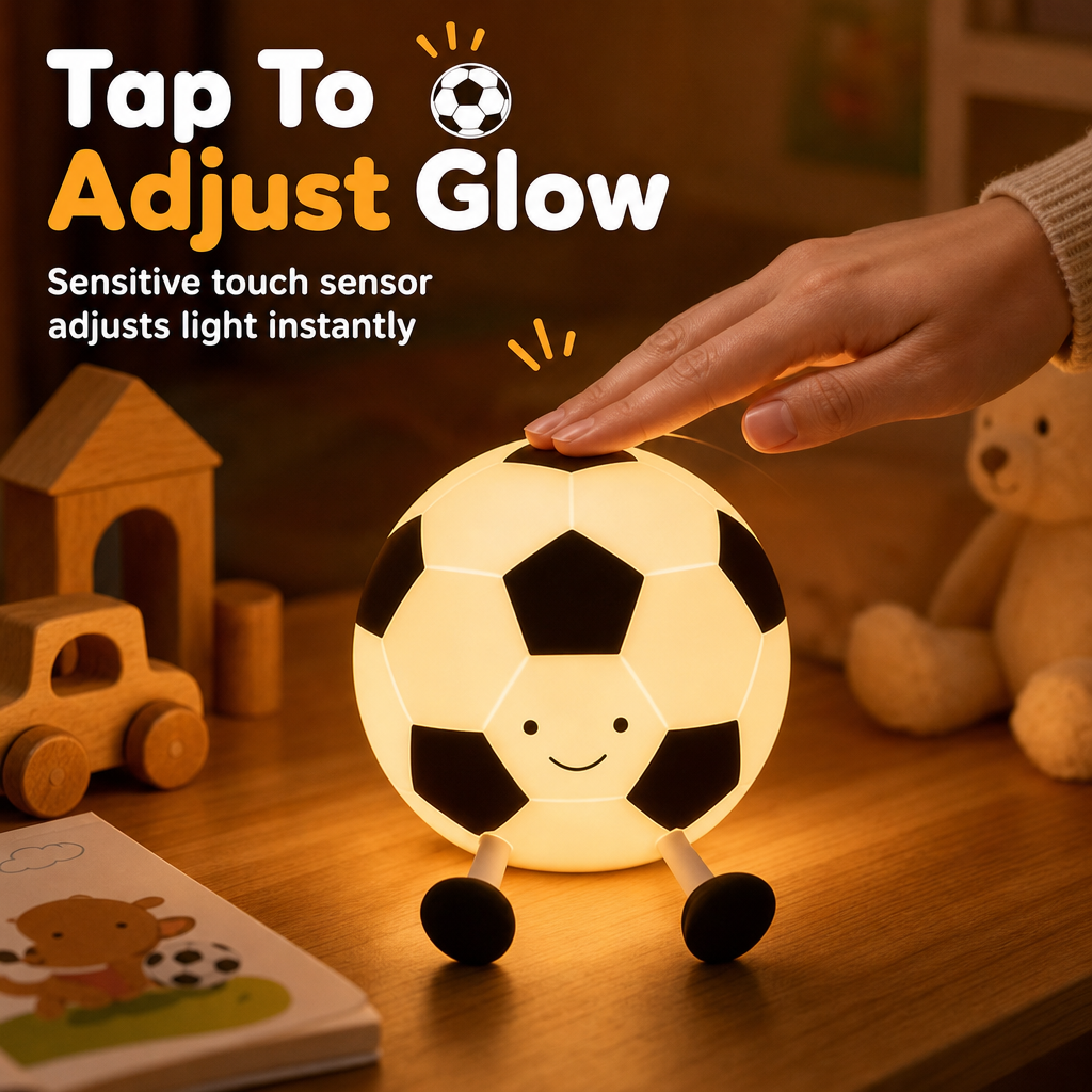 ⏳Limited-time 50% off⏰Rechargeable Soccer Night Lights – Soft Glow, Tap Control, Kid-Safe⚽💡