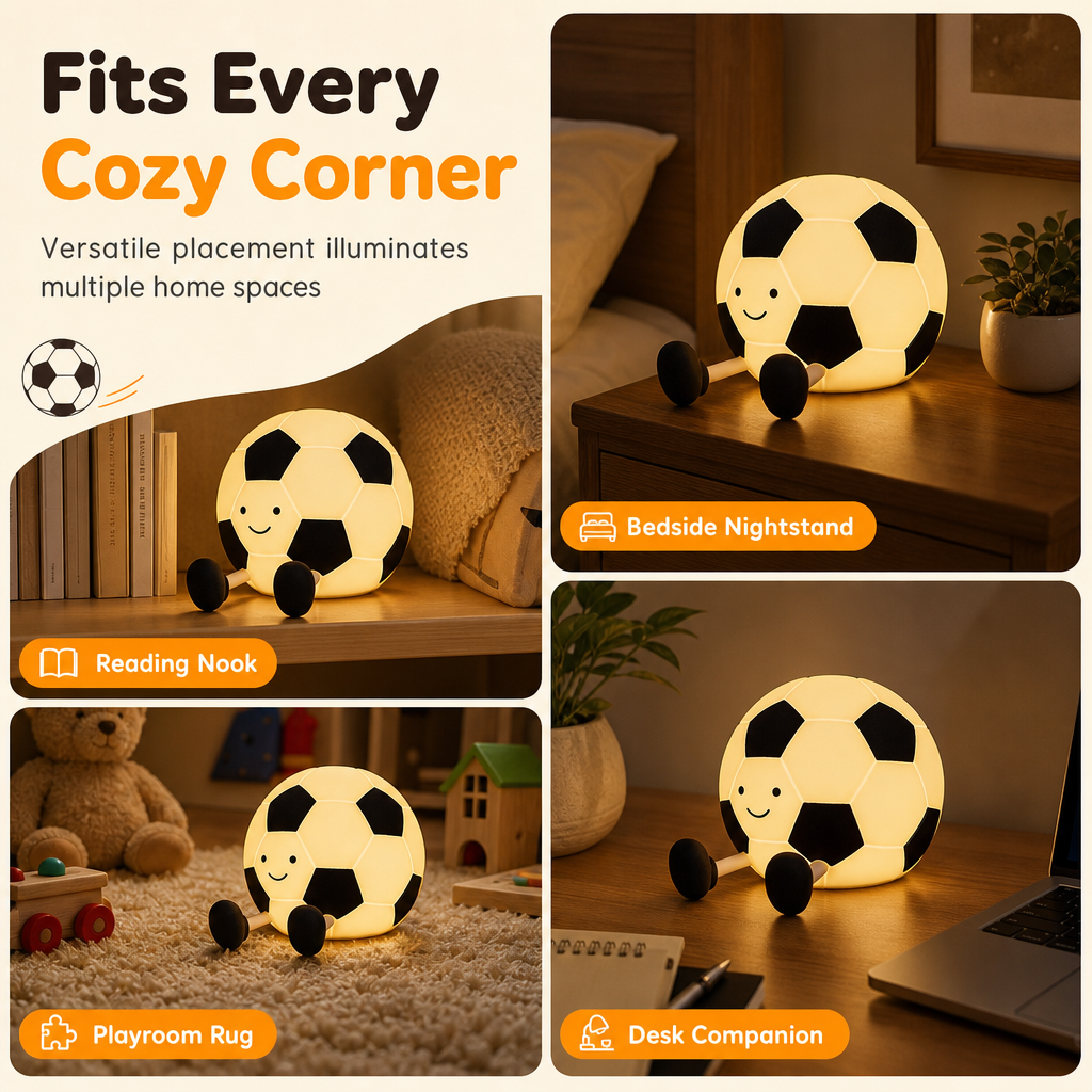 ⏳Limited-time 50% off⏰Rechargeable Soccer Night Lights – Soft Glow, Tap Control, Kid-Safe⚽💡