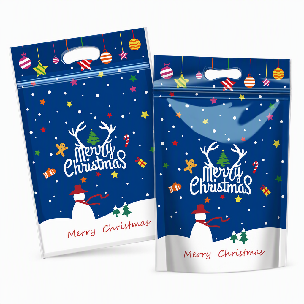 🎄🍪 50PCS Christmas Treat Gift Bags – Cute Stand-Up Zipper Pouches for Cookies, Candy & Homemade Goodies