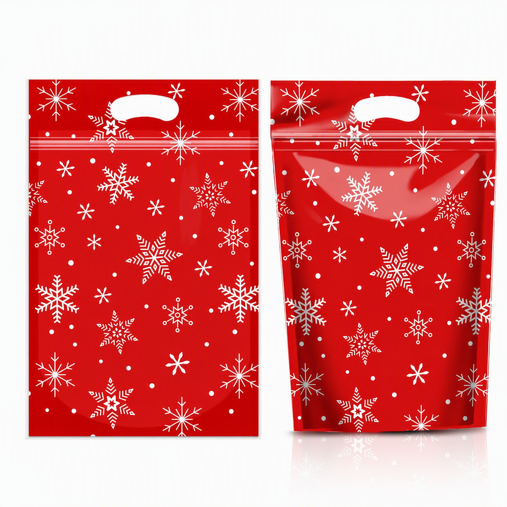 🎄🍪 50PCS Christmas Treat Gift Bags – Cute Stand-Up Zipper Pouches for Cookies, Candy & Homemade Goodies