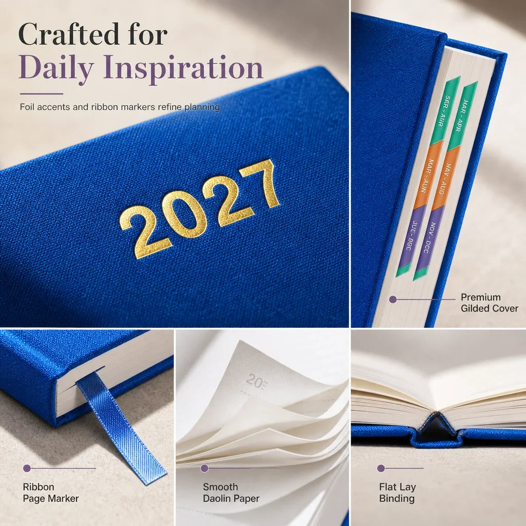 A5 Daily Planner with Colored Monthly Tabs